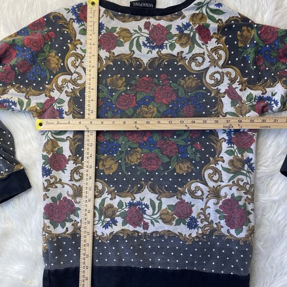 MINKPINK Boho Floral Baroque Sweatshirt Top S Soft Grunge Victorian Artsy Roses - Picture 3 of 5
